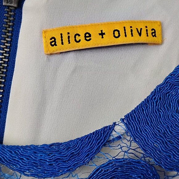 ❤️ALICE + OLIVIA Blue Dot Lace Shift Dress - Size 6 - Picture 4 of 8